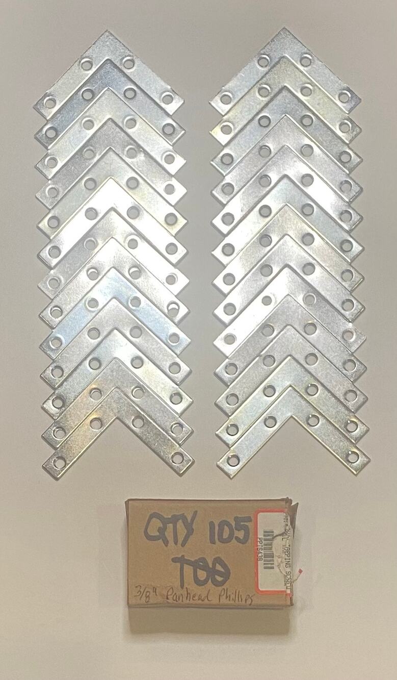 26 pcs New 2"x2" Flat Corner L-Shape Brackets, Right Angle Braces & 105 Screws